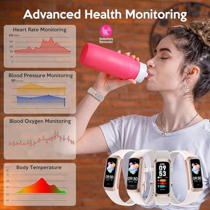 Fitness Tracker, 2026 Smart Band with Heart Rate & Blood Pressure Monitor, IP67 Waterproof Activity Tracker with Sleep Tracking & Step Counter for Men Women, Pink - color: Pink
