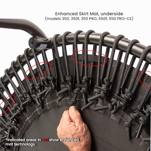 JumpSport 550 Workout Rebounder for Adults, 44" | PRO CE | Mini Exercise Fitness Trampoline Jumper with Cables | Black - color: Black, style: Solid Frame / Skirt Mat