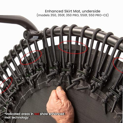 JumpSport 550 Workout Rebounder for Adults, 44" | PRO CE | Mini Exercise Fitness Trampoline Jumper with Cables | Black - color: Black, style: Solid Frame / Skirt Mat