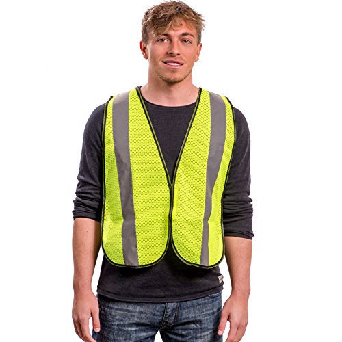Safety Vest with High Visibility - 2 Inch Reflective Strips, Bright Neon Yellow, Breathable Polyester Mesh Fabric, ANSI ISEA Class Unrated, Hi Viz All Day and Night (30 Pack - Small-Large) - size: Small-Large (Pack of 3)