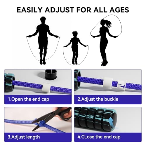 Jump Rope Cotton Adjustable Skipping Weighted jumprope for Women, Adult and Children Athletic Fitness Exercise Jumping Rope - color: Blue, size: 1pcs