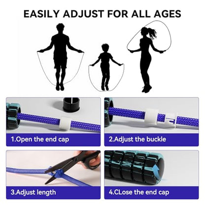Jump Rope Cotton Adjustable Skipping Weighted jumprope for Women, Adult and Children Athletic Fitness Exercise Jumping Rope - color: Blue, size: 2pcs