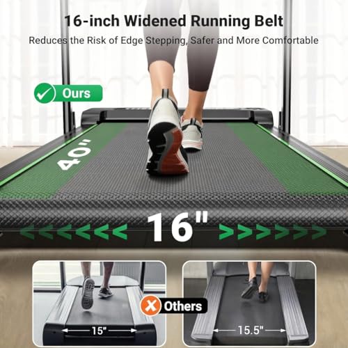 THERUN Walking Pad with Handle Bar, 2 in 1 Under Desk Portable Treadmill - color: New Green Black