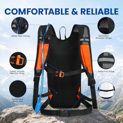 Nepest Hydration Backpack with 2L Water Bladder Water Back Pack - color: Orange