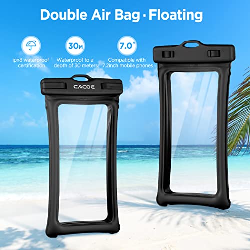 CACOE Floatable Waterproof Phone Pouch 2 Pack Up to 7.0",Black+Black - color: Black+Black