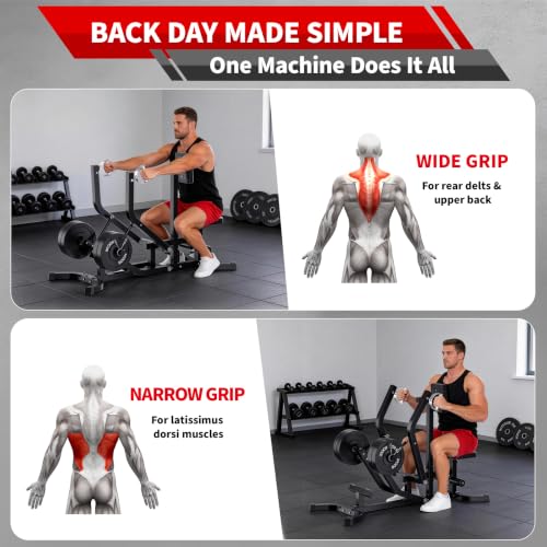 Garvee Seated Row Machine, Back Machine Gym Equipment, 400LBS