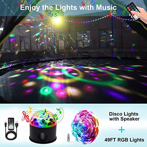 10 12 14 16ft Trampoline with Sprinkler, Lights, Water Ball, Socks, 1500LBS Outdoor Trampoline for Kids and Adults, ASTM Approved, Recreational Trampolines with Basketball Hoop, Enclosure Net - color: Blue 16FT S+
