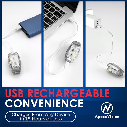 EverLightFX USB Rechargeable LED Safety Light (2 Pack) by Apace - Super Bright Bike Tail Light Works Brilliantly as Running Light for Joggers, Pets, Bicycle Strobe or Rear Clip On Lights - color: White