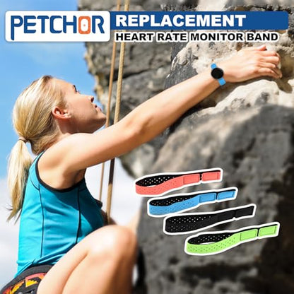 4PCS Replacement Heart Rate Monitor Band, Soft Adjustable Armband Straps