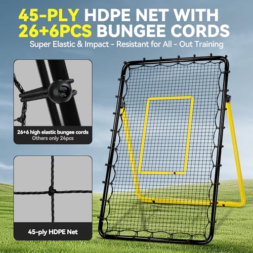 6 Adjustable AnglesVolleyball Rebounder Net 7x4 FT Bounce Back Trainer - color: Black