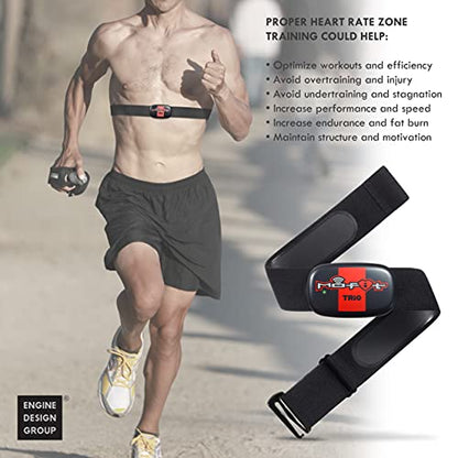 Trio - Heart Rate Monitor Chest Strap/HRM for Apple, Android, Peloton, Garmin, Polar, Wahoo, Strava, Zwift, ANT+, 5.3 kHz Gym Equipment, and Most Bluetooth 5.0/4.0 Enabled Fitness Devices - color: Black (2-Pack)