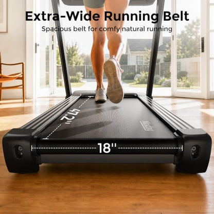 Niceday TM2 Incline Treadmill with 18% Auto Incline, Wide Belt Foldable Running Treadmills with Handles for Home 380 lb Capacity, 0.6-8.7MPH Indoor Running Machine for Home Gym, 3.0HP Quiet Brushless