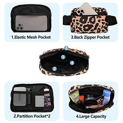 VOROLO Fanny Pack For Women And Men Crossbody Bag Belt Bag Leopard Yellow - color: Leopard Yellow with rope