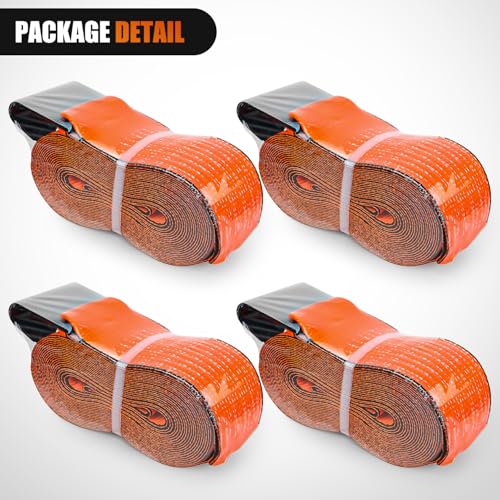 Nilight Truck Straps 4" x 30' Heavy Duty Tie Down with Flat Hooks - color: 4in x 30ft Truck Straps 4PCS Orange