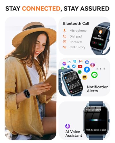 Smart Watches for Men Women, Fitness Tracker with Activity Counter/Sleep Monitor, IP68 Waterproof Smart Watch for Android iPhone iOS Compatible (Midnight Blue, 1.83) - color: Midnight Blue