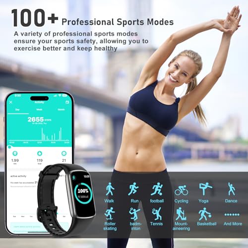 Fitness Tracker with 24/7 Heart Rate, Blood Oxygen, Sleep Tracker, 1.47''Waterproof Fitness Watch, Activity Tracker with Step Tracker for Women Men - color: Black