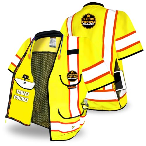 KwikSafety GODFATHER Safety Vest Class 2 & Class 3 ANSI OSHA Hi Vis Vest - color: Yellow (Sleeves), size: Small