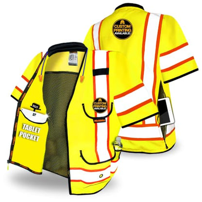 KwikSafety GODFATHER Safety Vest Class 2 & Class 3 ANSI OSHA Hi Vis Vest - color: Yellow (Sleeves), size: 3X-Large