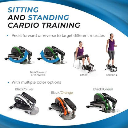 Stamina Inmotion Compact Strider Foot Exercise Machine - Under Desk Elliptical - Standing or Seated Elliptical Fitness Equipment - color: Black/Green