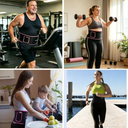 TESETON Waist Trainer Trimmer for Men Women, Sauna Sweat Belt 01 - color: Black, size: Medium