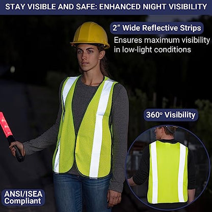 Safety Vest with High Visibility - 2 Inch Reflective Strips, Bright Neon Yellow, Breathable Polyester Mesh Fabric, ANSI ISEA Class Unrated, Hi Viz All Day and Night (30 Pack - Small-Large) - size: Small-Large (Pack of 3)