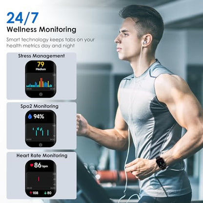 KEEPONFIT Smart Watches for Women Android/iPhone, IP68 Waterproof Fitness Tracker with Bluetooth Calls(Answer&Make), Activity Pedometer/Heart Rate/SpO2 Monitor/100+ Sports Model (W20 Black)