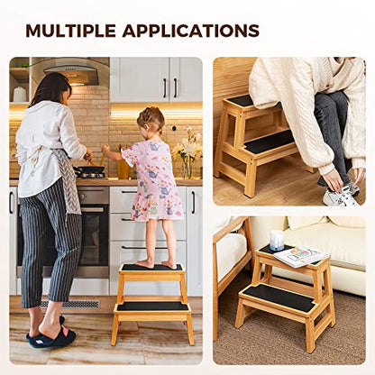 StrongTek Wood 2 Step Stool for Adults, 17.5 in, 500 lb, Non-Slip