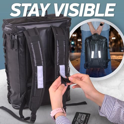 Reflective Backpack Bands | 3M Scotchlite Reflectors | Hook-and-Loop Closure | 1x4 & 1.5x5 in | 2-Pack (Silver) - size: 1″ x 4″
