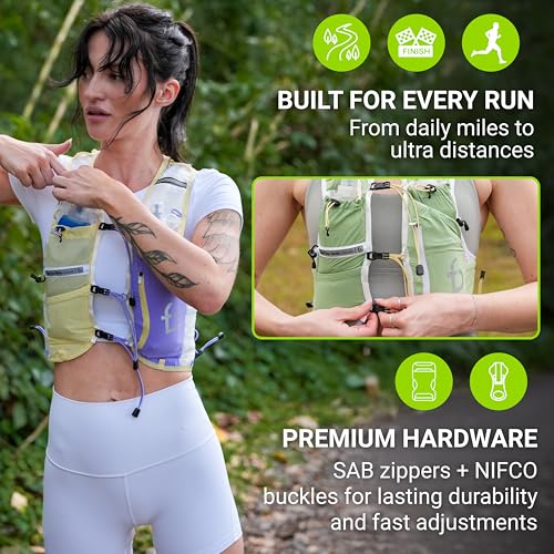 FlipBelt Tahoe Hydration Vest – Ultralight Running Vest for Men & Women – Includes Two 500ml Soft Flasks – Trail, Marathon, and Long-Distance Race Pack - color: Black, size: Large