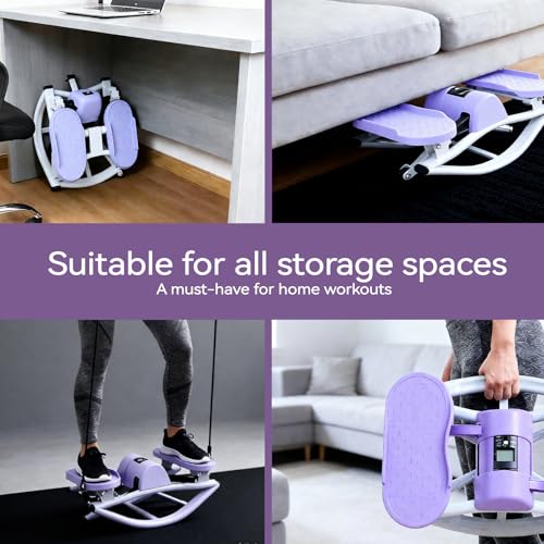 Rock Stepper with Resistance Bands - Ultra-Quiet Hydraulic Lateral Stepper, Fully Assembled Side to Side Step Rocker for Home Office, 250LBS Capacity - color: Purple