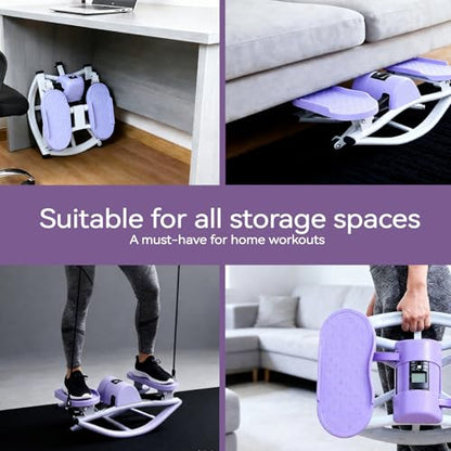 Rock Stepper with Resistance Bands - Ultra-Quiet Hydraulic Lateral Stepper, Fully Assembled Side to Side Step Rocker for Home Office, 250LBS Capacity - color: Purple