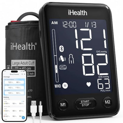 iHealth Accu Bluetooth Upper Arm Blood Pressure Monitor with Large Cuff - color: Black