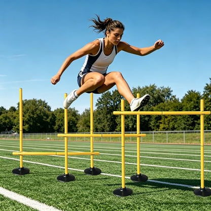 31" Adjustable Agility Hurdles, Soccer Training Poles, Dog Agility Jumps and Weave Equipment for Indoor and Outdoor Use - color: Yellow 3