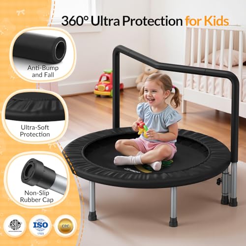 BCAN SP1 36'' Kids Toddler Trampoline Indoor, Foam Handle | FED Fitness - color: Black