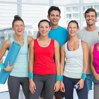 Bememo 12 Pcs Sweatbands Wrist Bands - color: Lake Blue, size: 3.15 Inch