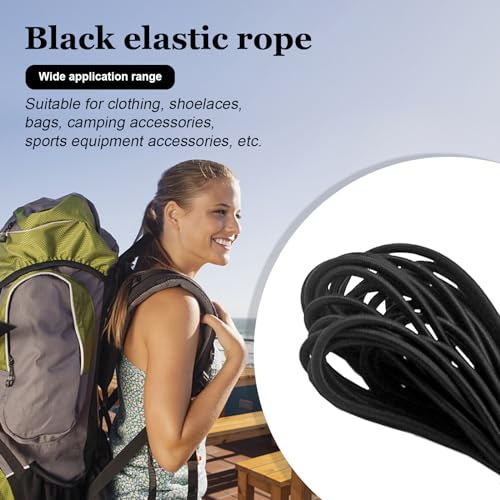 1/8" Bungee Shock Cords with Hooks,65 Feet Elastic Nylon Cords Kayak Stretch String Rope for Bikes,Tie Downs,Boating,Camping,Sunshades,Fitness and Outdoor Enthusiasts (1/8 inch x 32 Ft, Black) - size: 1/8 inch x 32 Ft, Black