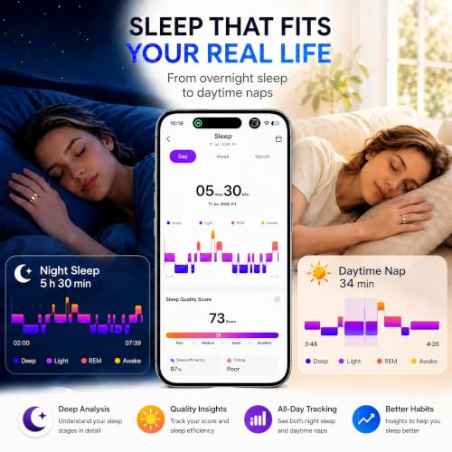 Smart Ring Fitness Tracker for Men & Women with Sleep, Heart Rate & SpO2 - color: Rose Gold, size: 13