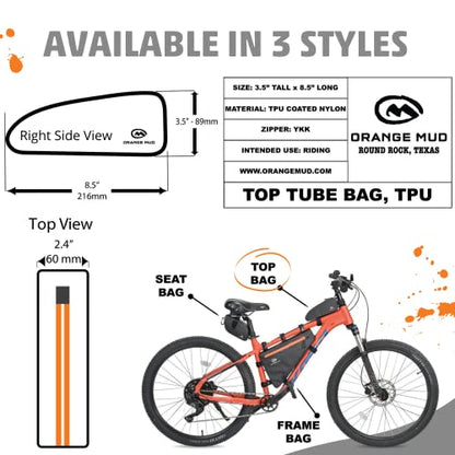 Orange Mud Waterproof Bike Top Tube Bag, Welded, TPU, Black - style: Top Tube Bag