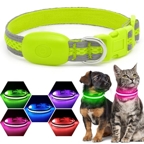 Flashseen LED Dog Collar, Light Up Dog Collar USB Rechargeable, Green, XS - color: Green, size: X-Small