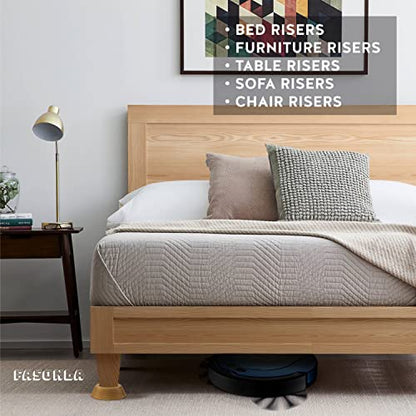 Bed Risers, Furniture Risers (Set of 8-Height 1") Can be Adjusted to 2'' 3''or 4'', Lifts Furniture Risers, Solid Natural Wood Risers, Non-Slip Recessed Hole (Natural Wood Color) - color: Natural Color