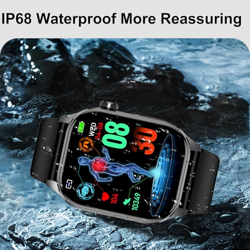Advanced Health Smartwatch for Women Men with Real-Time Monitoring of Heart Rate, Blood Oxygen, Body Temperature, Blood Pressure, Sleep Auality and Stress Levels (Blue) - color: Blue