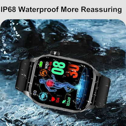 Advanced Health Smartwatch for Women Men with Real-Time Monitoring of Heart Rate, Blood Oxygen, Body Temperature, Blood Pressure, Sleep Auality and Stress Levels (Blue) - color: Blue