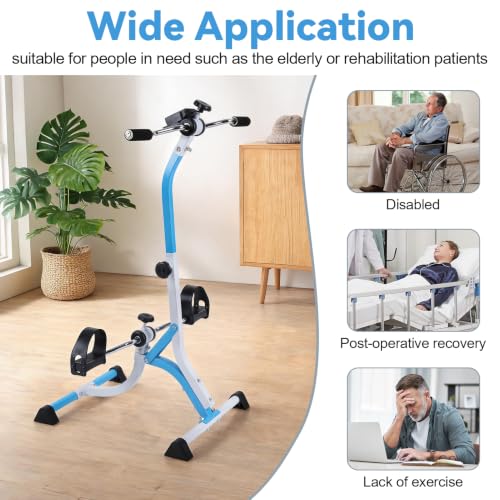 Pedal Exercise Bike for Seniors, Adjustable Resistance Leg & Arm Exerciser with LCD Display, Portable Under Desk Pedal Trainer for Home Fitness, Knee Recovery Workout Equipment