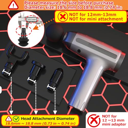 Cosmos 6 Pcs Massage Gun Heads Replaceable Attachment Adapter Deep Tissue Massager Gun Accessories, Assorted Functions for Runner Athletes Muscle Relaxation, Massage Head Connector Dia.18.6-18.8 mm