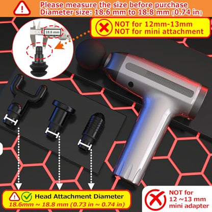 Cosmos 6 Pcs Massage Gun Heads Replaceable Attachment Adapter Deep Tissue Massager Gun Accessories, Assorted Functions for Runner Athletes Muscle Relaxation, Massage Head Connector Dia.18.6-18.8 mm