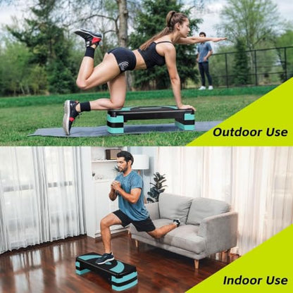 ZENY 31’’ Aerobic Step Platform, Workout Stepper with 4 Stable Risers - color: turquoise