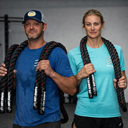 Weighted Battle Jump Rope, 10 FT Twisted Training Rope w/Thick Easy-Grip Handles, Full-Body Cardio + Strength Conditioning Rope (Choose 3 lb / 6 lb / 10 lb) - size: 1.5" x 10ft