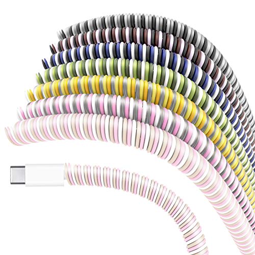 Rancco Spiral Cable Protector Headphone Cable Saver,7 Pc Cable Protector/Wire Repair/Pet Chew Cable/Headphone Saver Strain Relief Cord Sleeve for USB Data,Earphone etc[3.9ft/pc] - color: Multicoloured