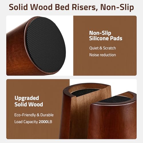 Bed Risers, 4 Inch Wooden Furniture Risers 4 Pack - size: 4 inch