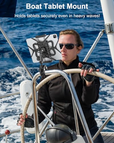 Boat Helm iPad Clamp Mount for Tablet & Phone with Secure Straps